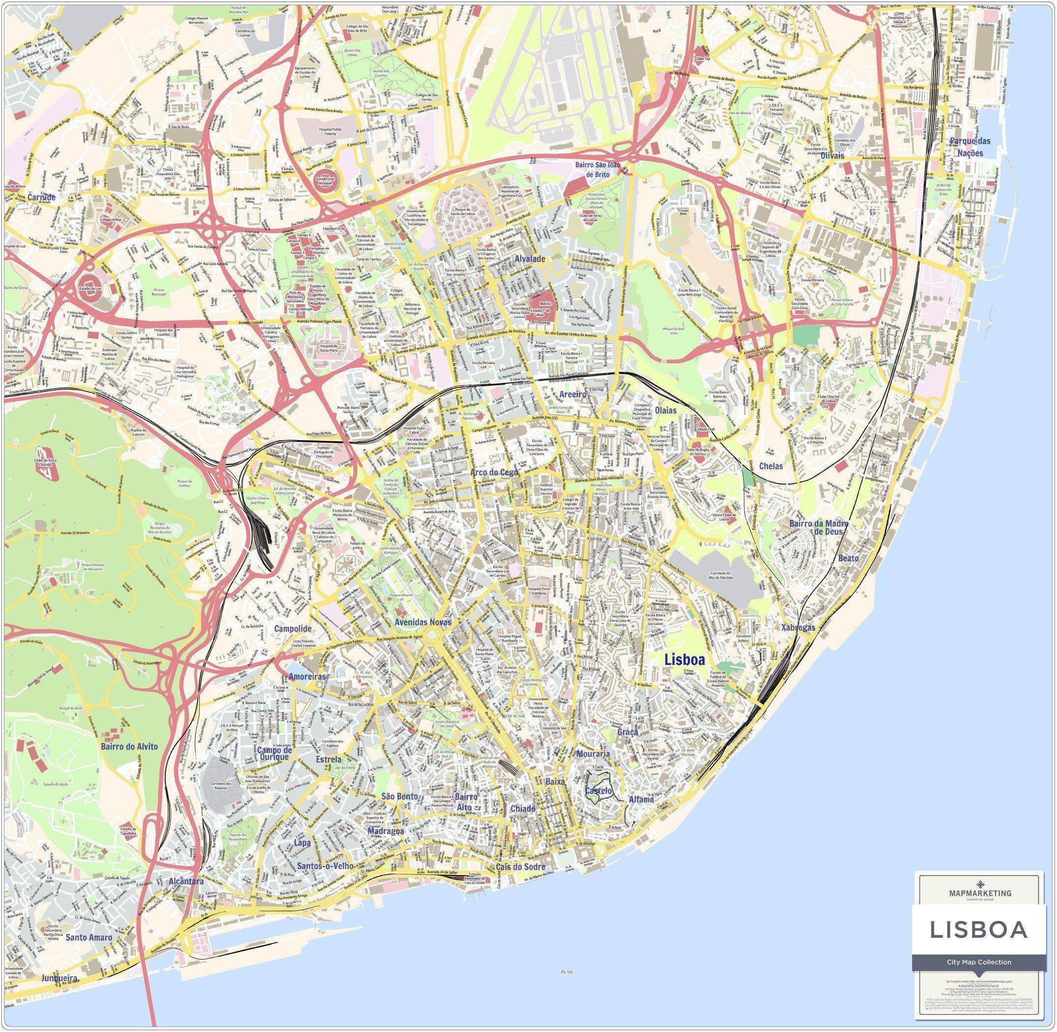 Mapa De Lisboa Lisboa No Mapa Portugal 9902