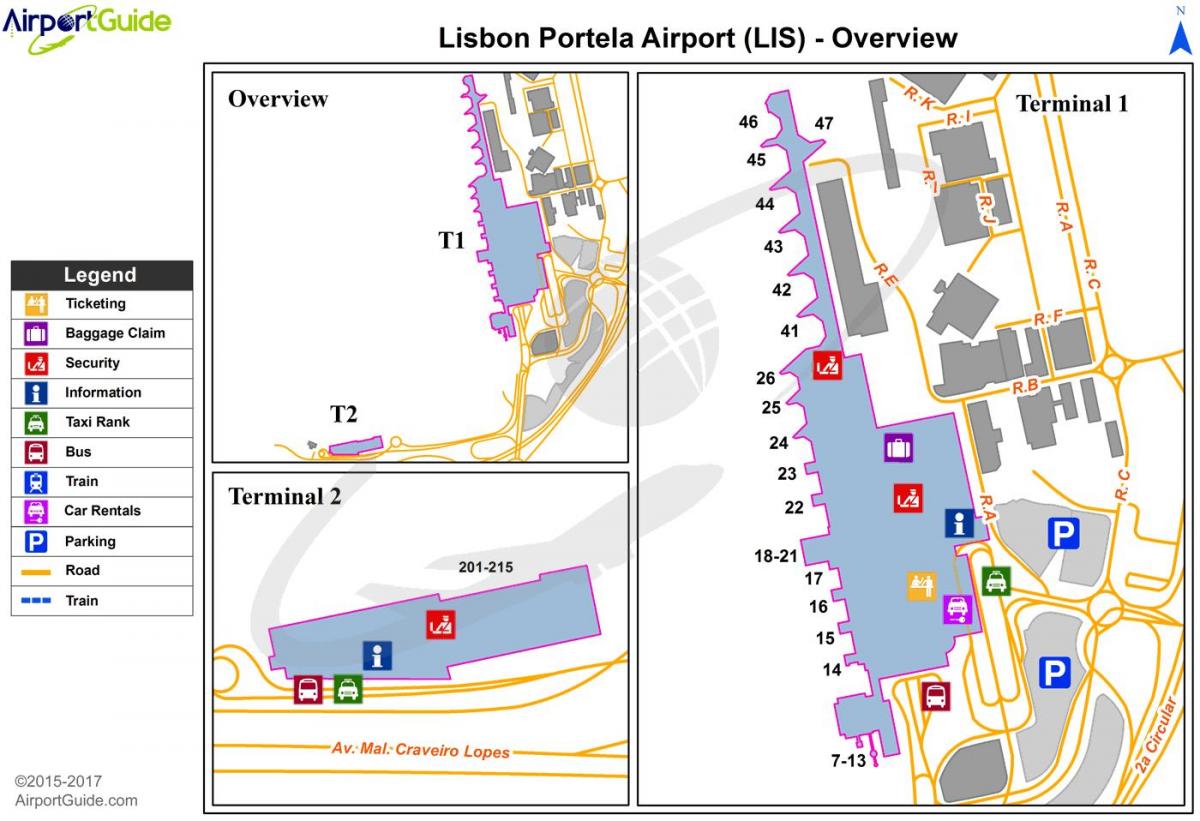 aeroporto de lisboa-portela terminal mapa