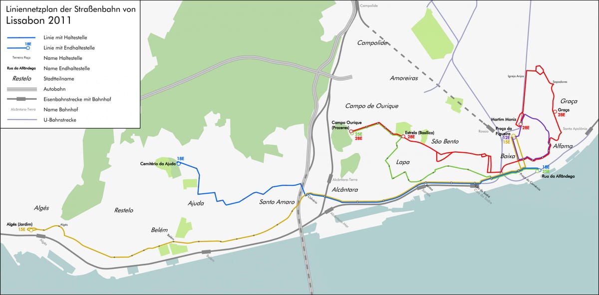 de eléctrico de 15 lisboa mapa