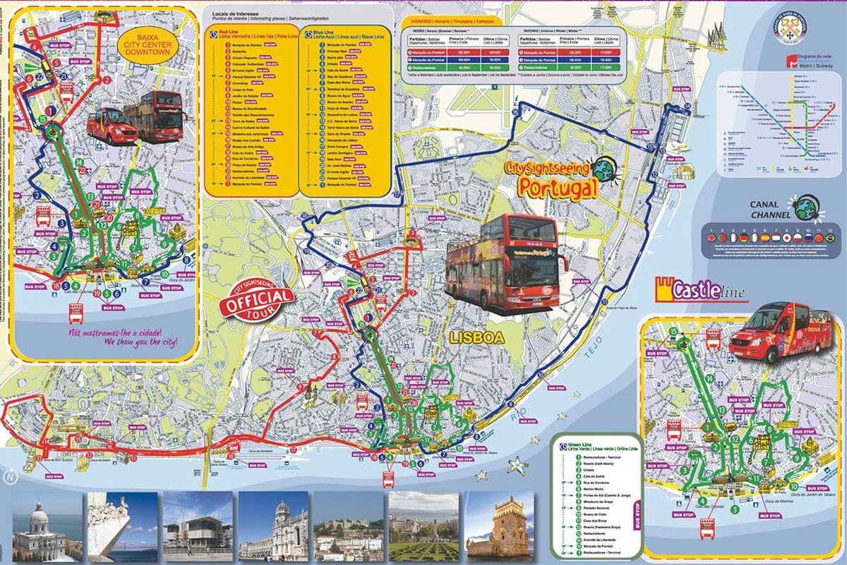 lisboa hop on hop off bus mapa de rotas
