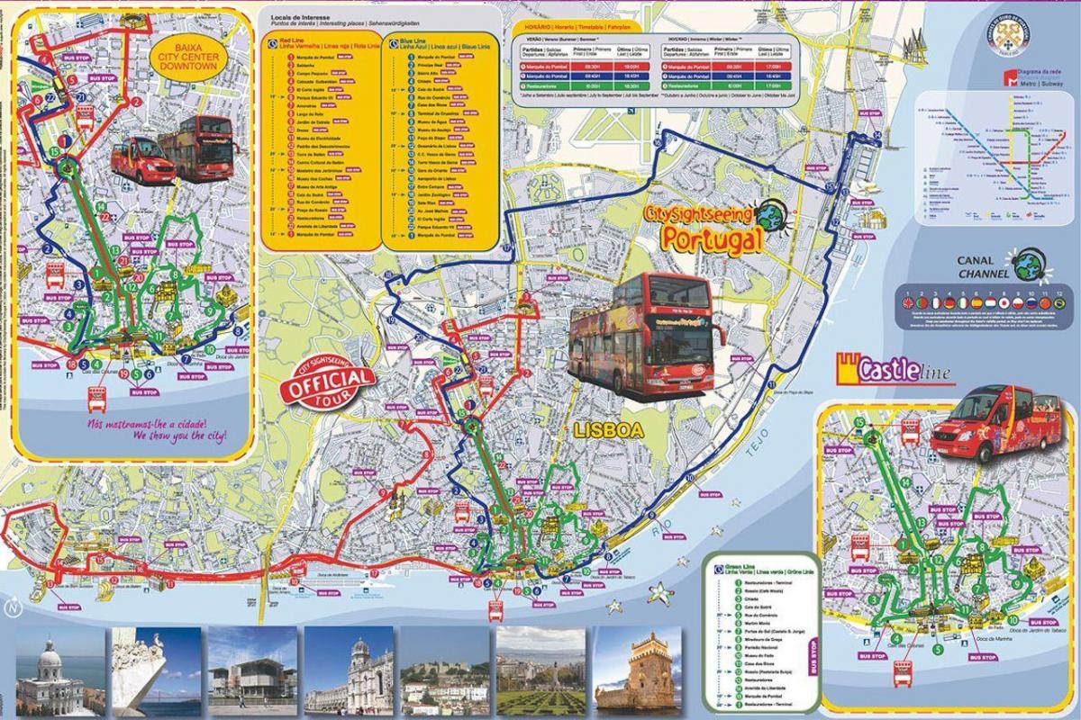 lisboa hop on hop off bus mapa de rotas