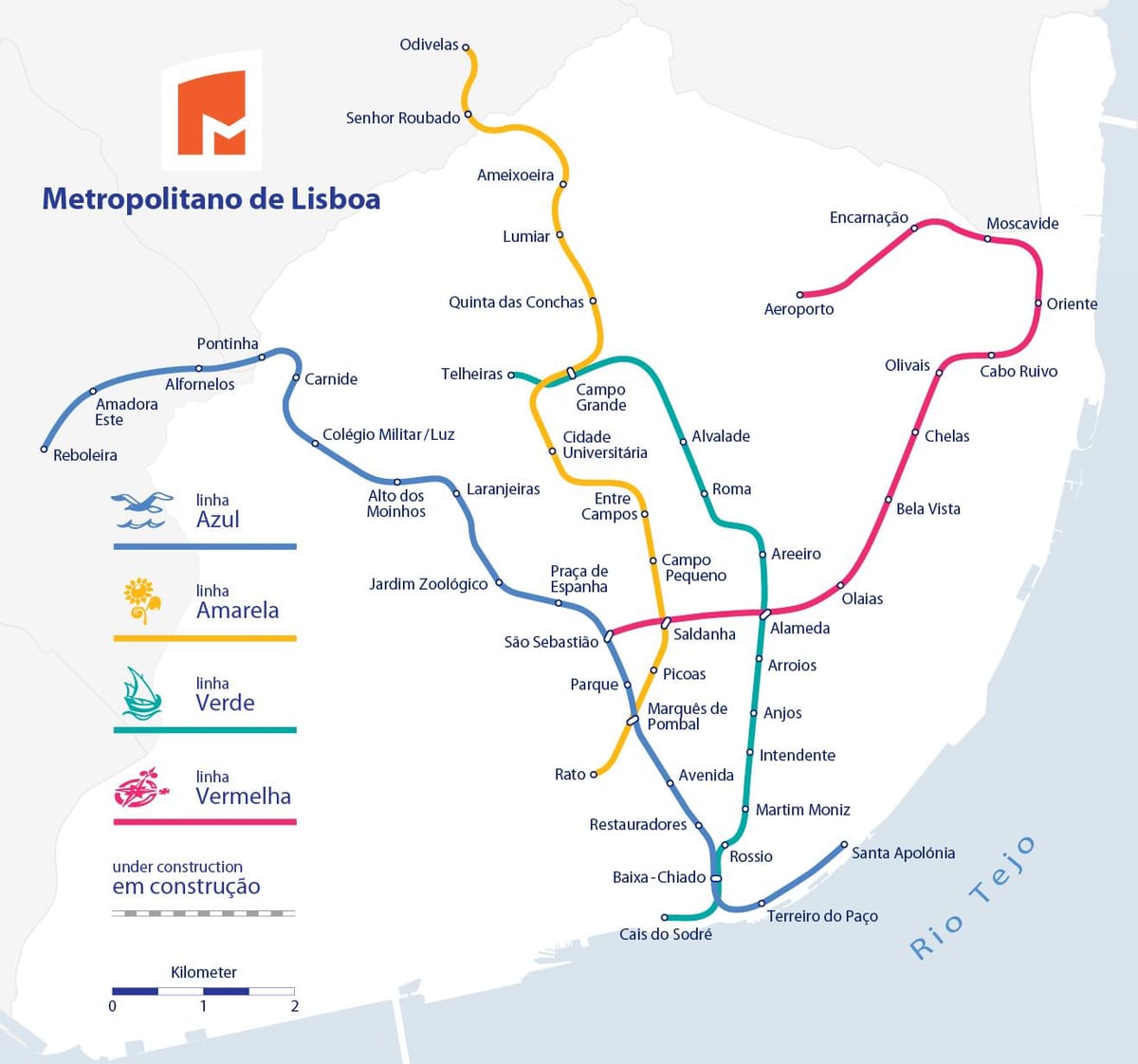 mapa do metro de lisboa