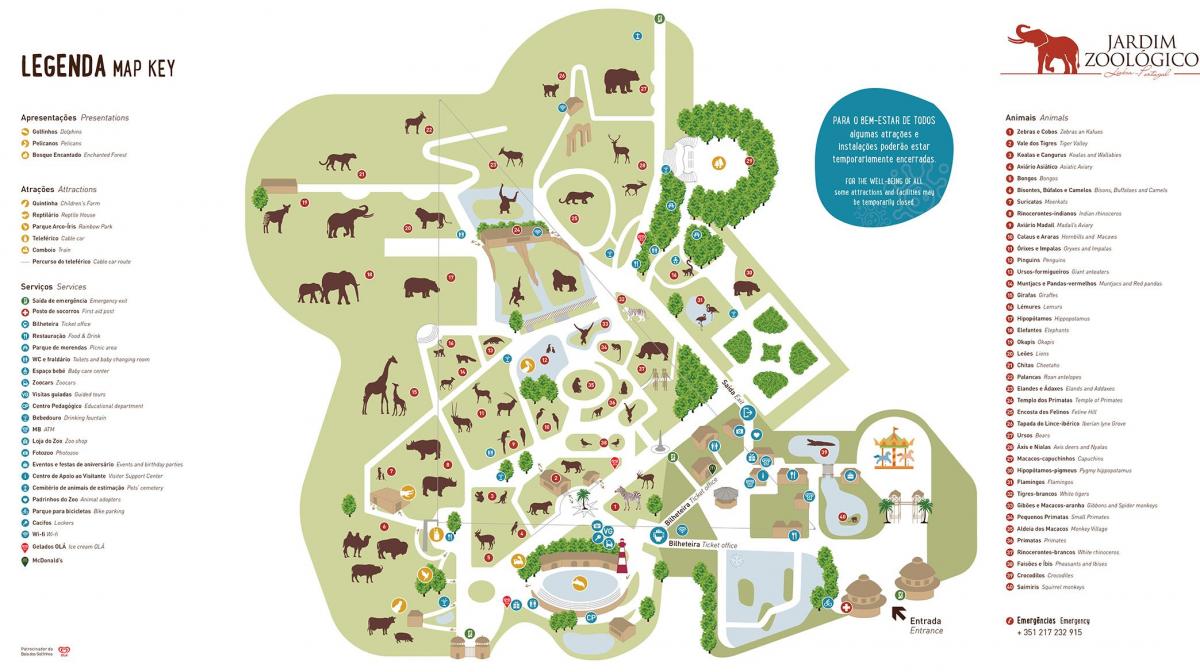 mapa do jardim zoológico de lisboa