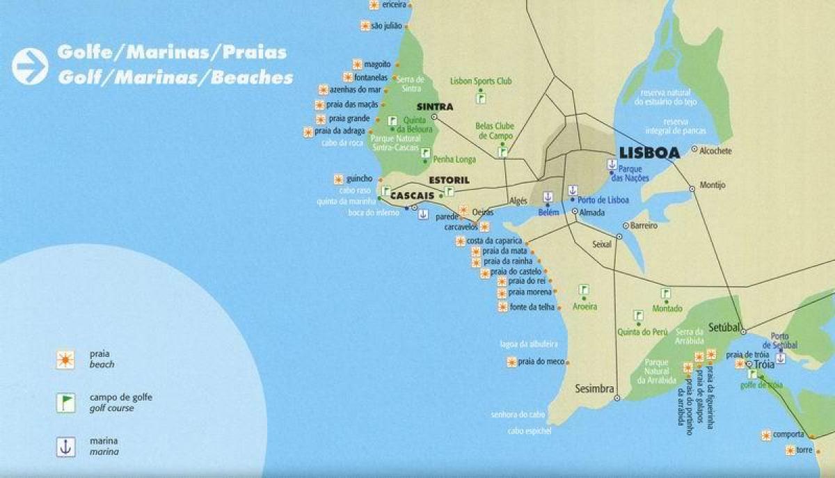 mapa das praias de lisboa