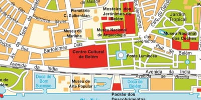 Mapa da cidade de belém, lisboa