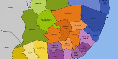 Mapa de bairros de lisboa, portugal