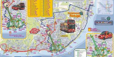 Lisboa hop on hop off bus mapa de rotas